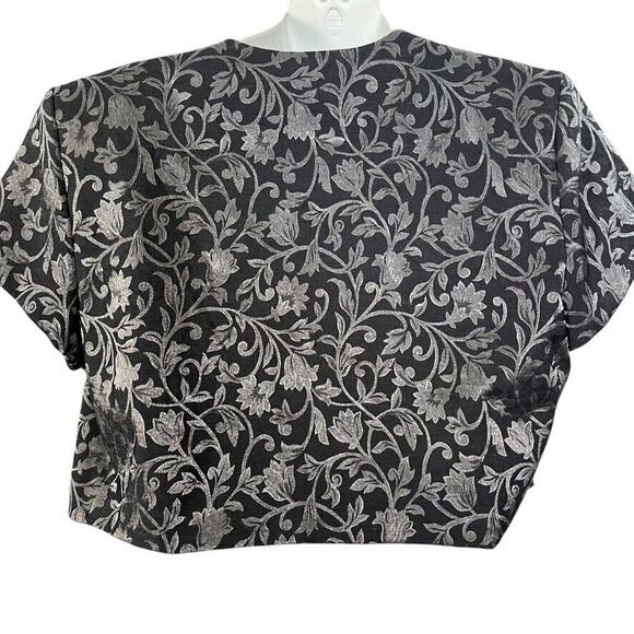 JR Nites Womens Silver Black Bolero Cap Sleeve Jacket Open Whimsigoth Y2K sz 12 - Picture 14 of 16